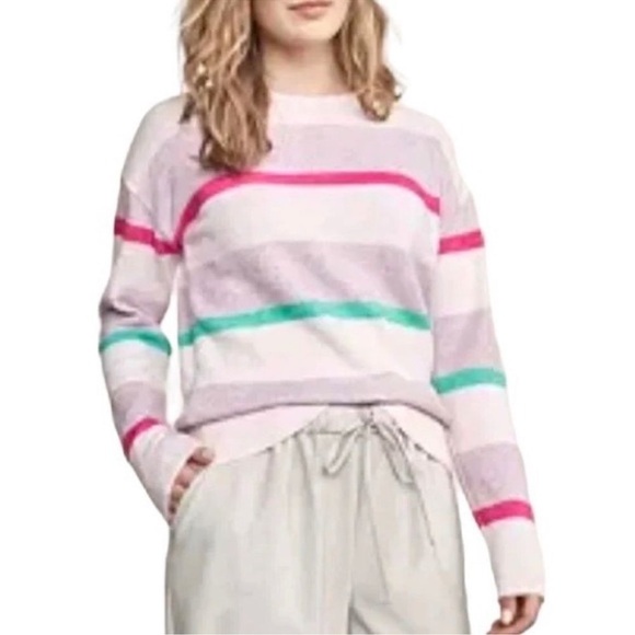 Elizabeth and James Bright Lights Soft Cozy Light Pink Stripe Sweater Size S EUC - Picture 1 of 4